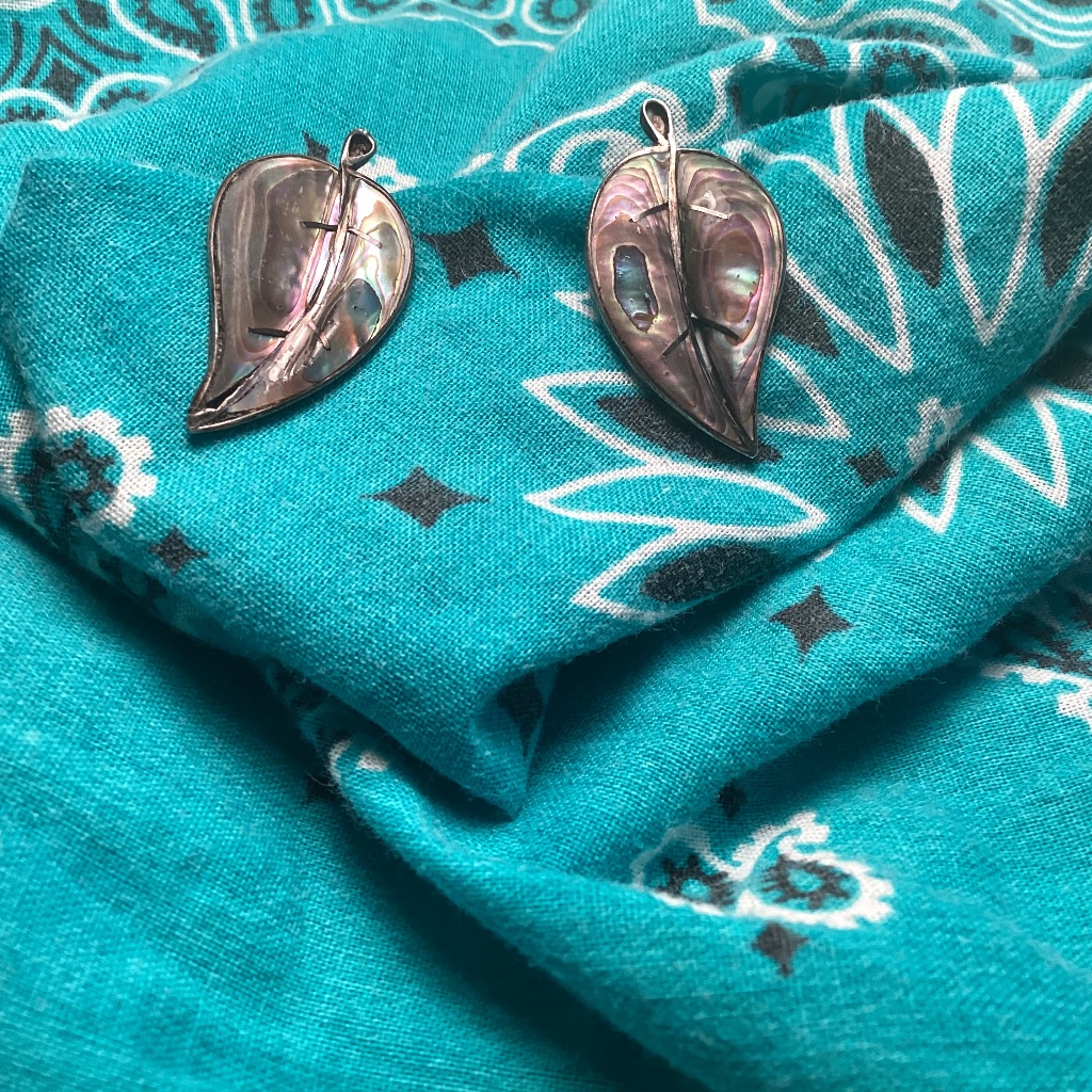 Taxco Mexico Vintage Silver Abalone Earrings Screw On